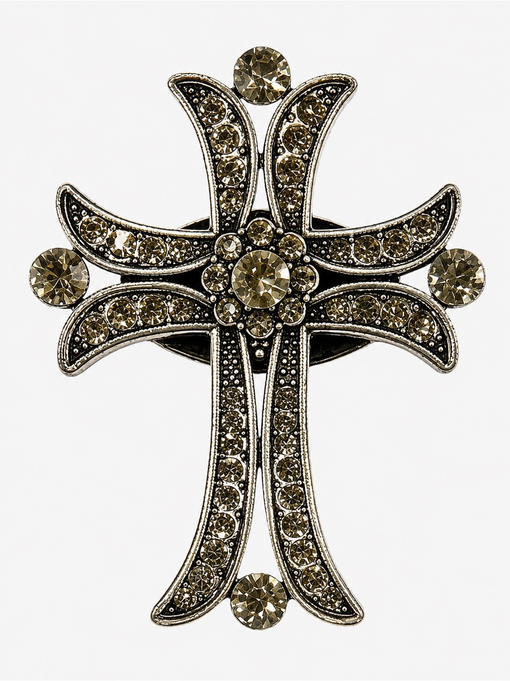 Crystal Cross Magnetic Brooch